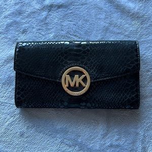 Michael Kors Black Snake Print Wallet Clutch
